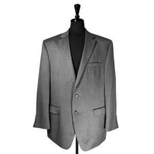Chaps Ralph Lauren Mens 48R Blazer Gray Herringbone 2 Button Sport Coat Jacket